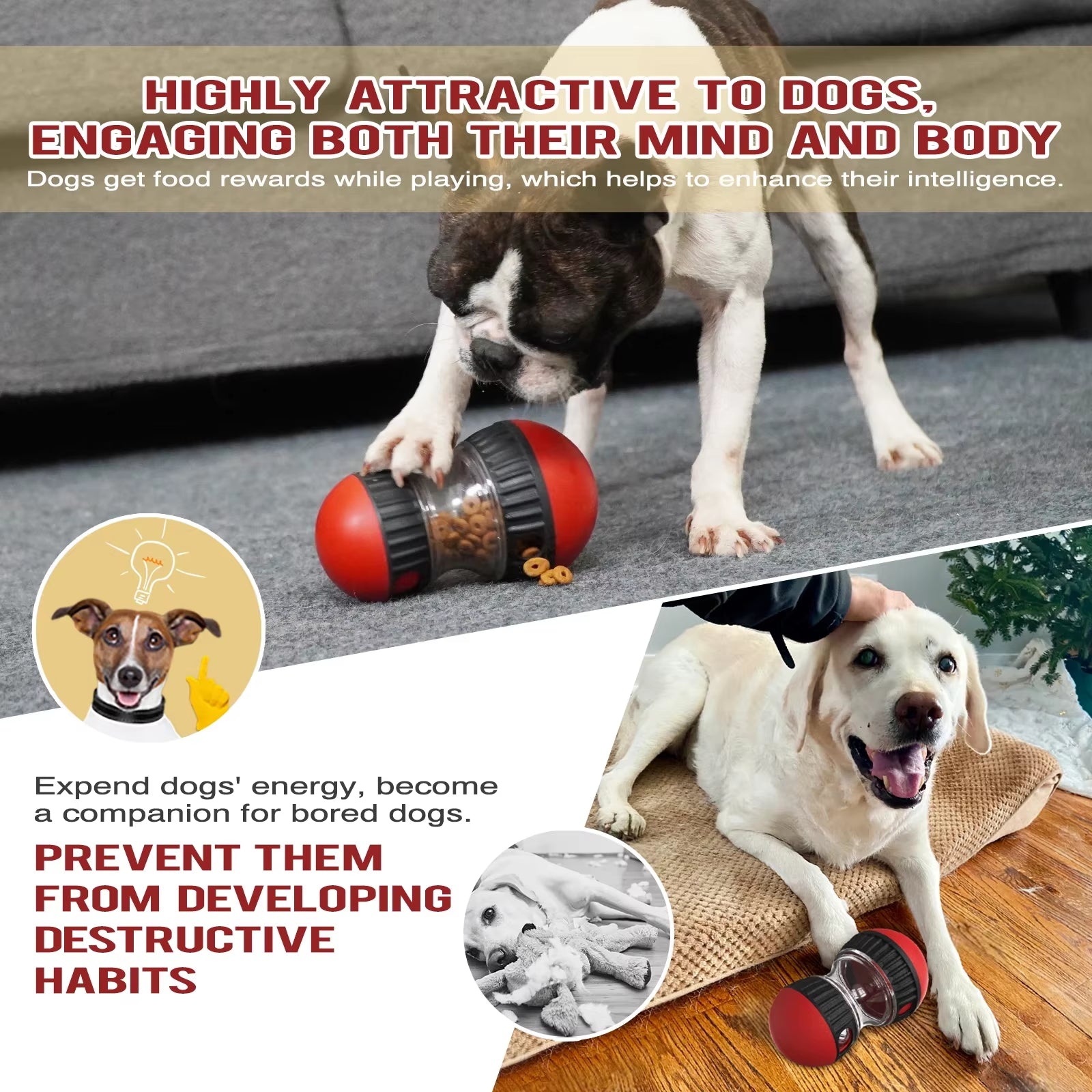 Interactive Treat Dispensing Dog Toy – Engaging Puzzle Ball for Mental Stimulation & Slow Feeding