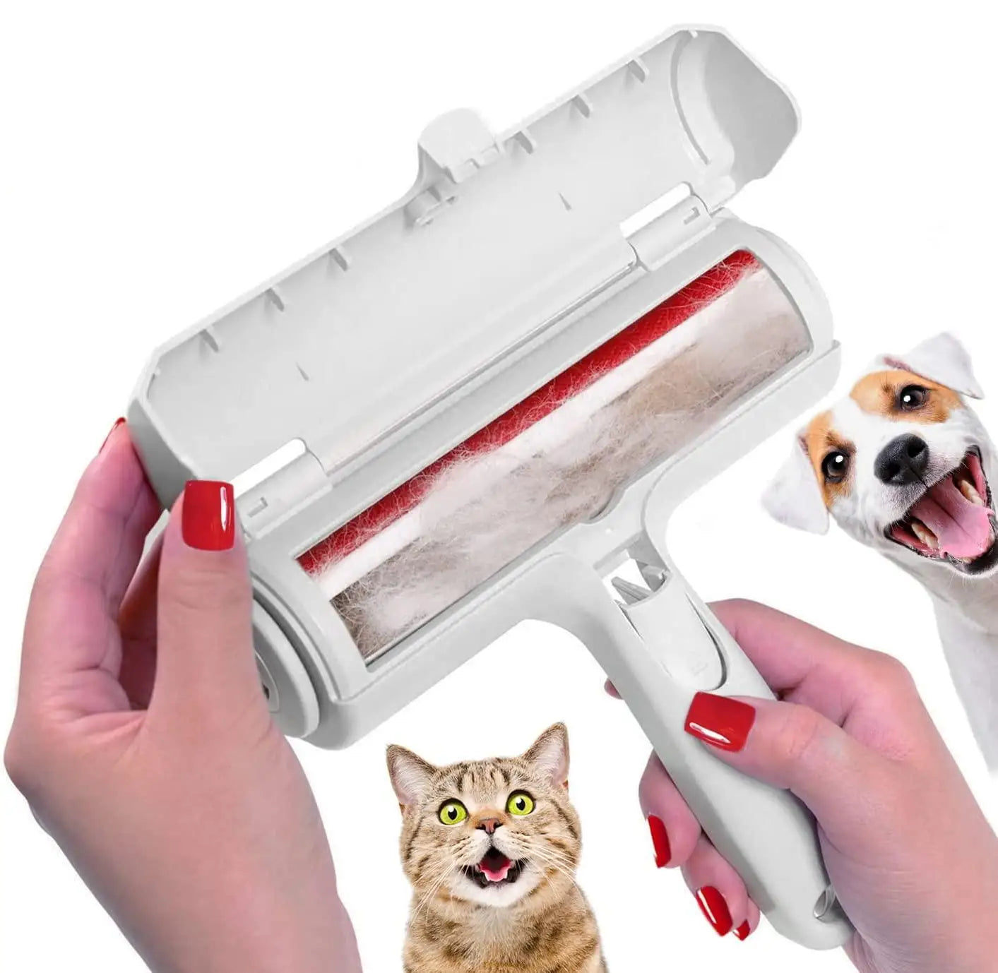Reusable Pet Hair Remover Roller – Self-Cleaning Tool for Dog & Cat Fur on Furniture & Upholstery